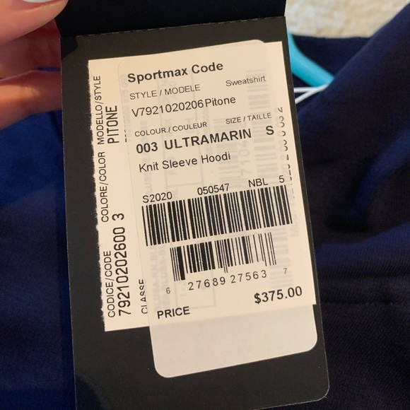 NEW Sportmax Code Ultramarine Knit Sleeve Hoodie - Picture 2 of 4